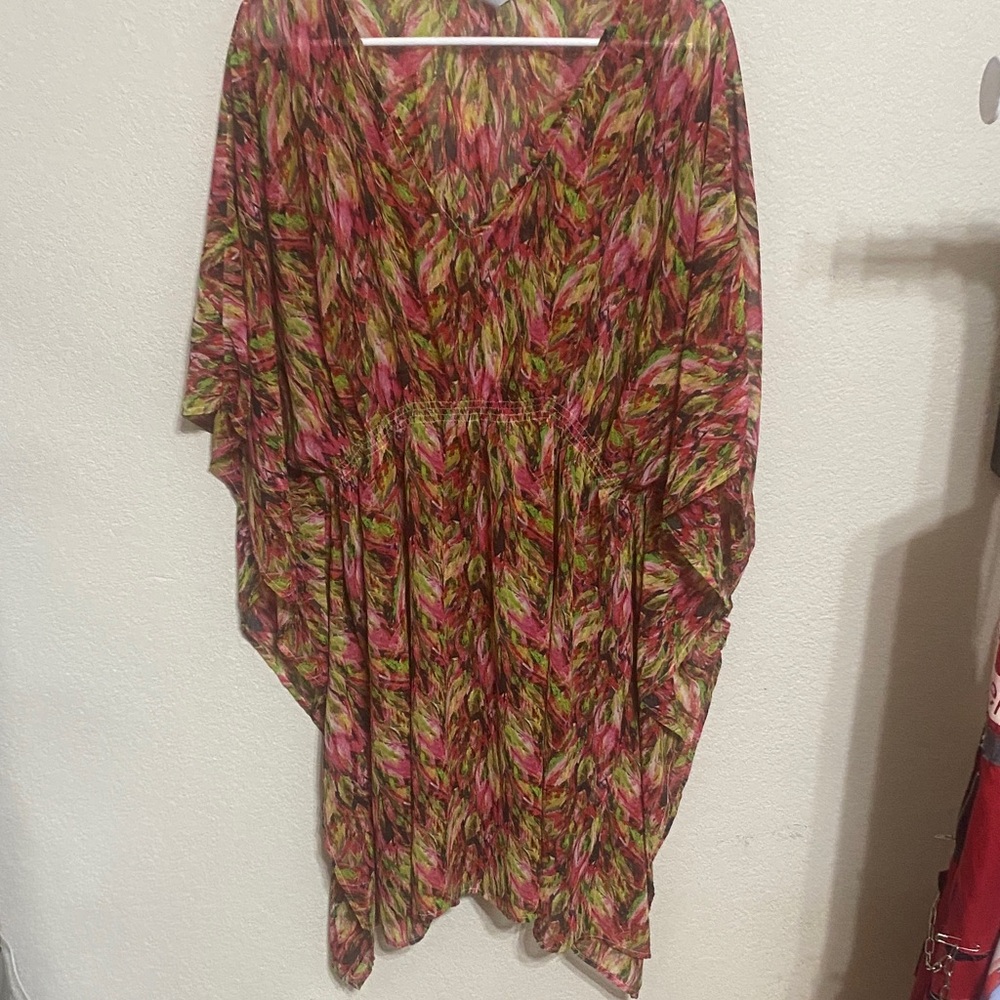 Blue Star Clothing Company Vibrant Pink and Green Women's Swim Coverup